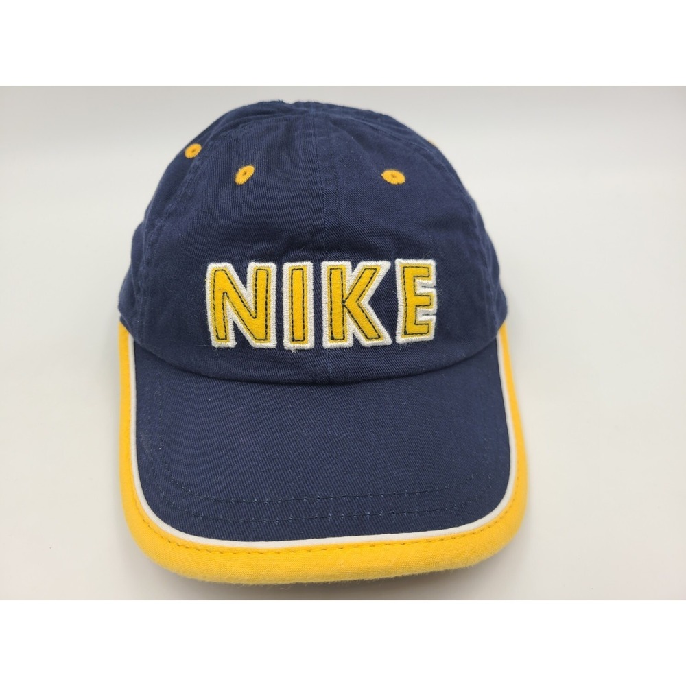 Child Nike Spellout Adjustable Hat Cap Baseball Golf Kid Boy Girl Blue Yellow - Picture 1 of 12